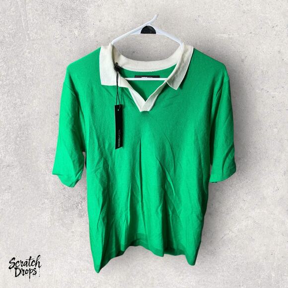 Novamen Men Green Polo Shirt Size 21 x 27.5 NWT Casual Short Sleeve Collared Top - Picture 1 of 3